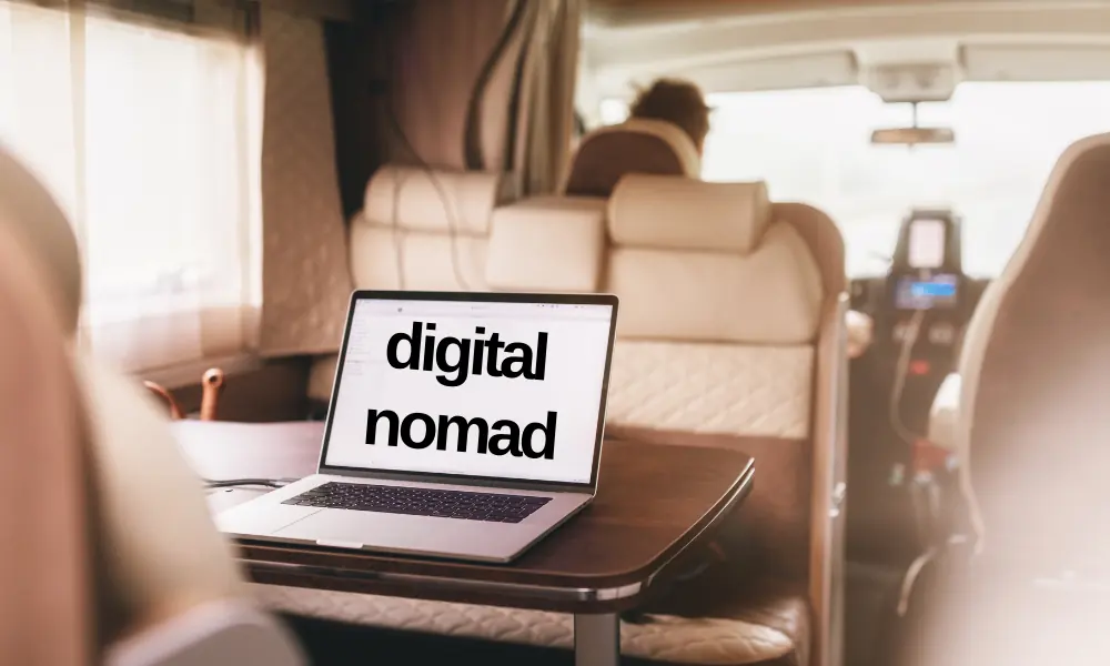 the digital nomad in the car