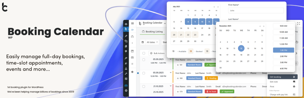 booking calendar - Booking and Appointment Scheduling System Appointment Booking WordPress Plugin