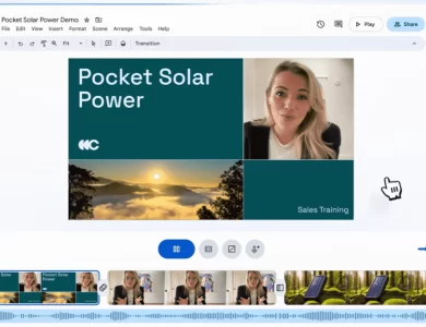 A woman talking in an ai video editor (google vids ai)