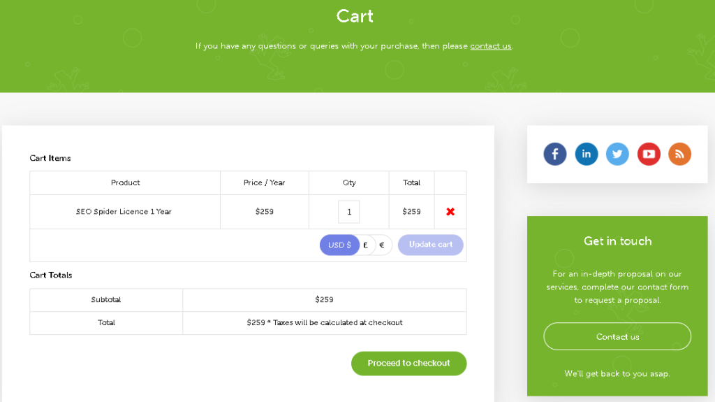 Purchasing and Activating a Screaming Frog License screenshot