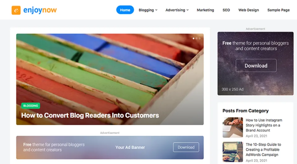 Enjoynow WordPress Blog Theme